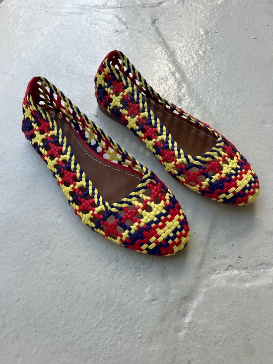 STAUD Multicolor Braided Slip-On Flats in Yellow, Blue & Red size 36 main image 1